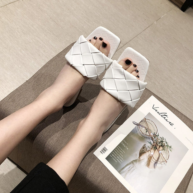 Flat woven mules