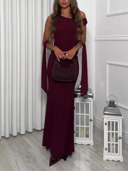 Burgundy Backless Strappy Maxi Dress