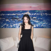 Temperament High-grade Slim-fit Tube Top Bow Lace-up Dress