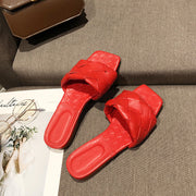 Flat woven mules