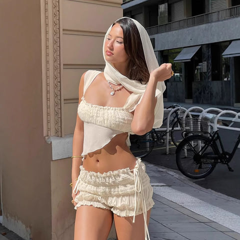 Irregular Bud-waisted Shorts Hot Pants For Hot Girls Sexy Lacing