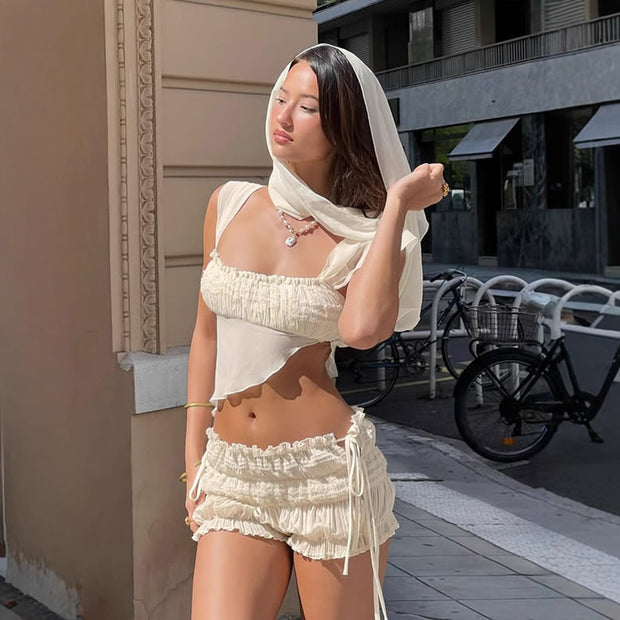 Irregular Bud-waisted Shorts Hot Pants For Hot Girls Sexy Lacing