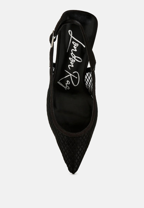 Kiev Mesh Pin Buckle Pointed Mules-4
